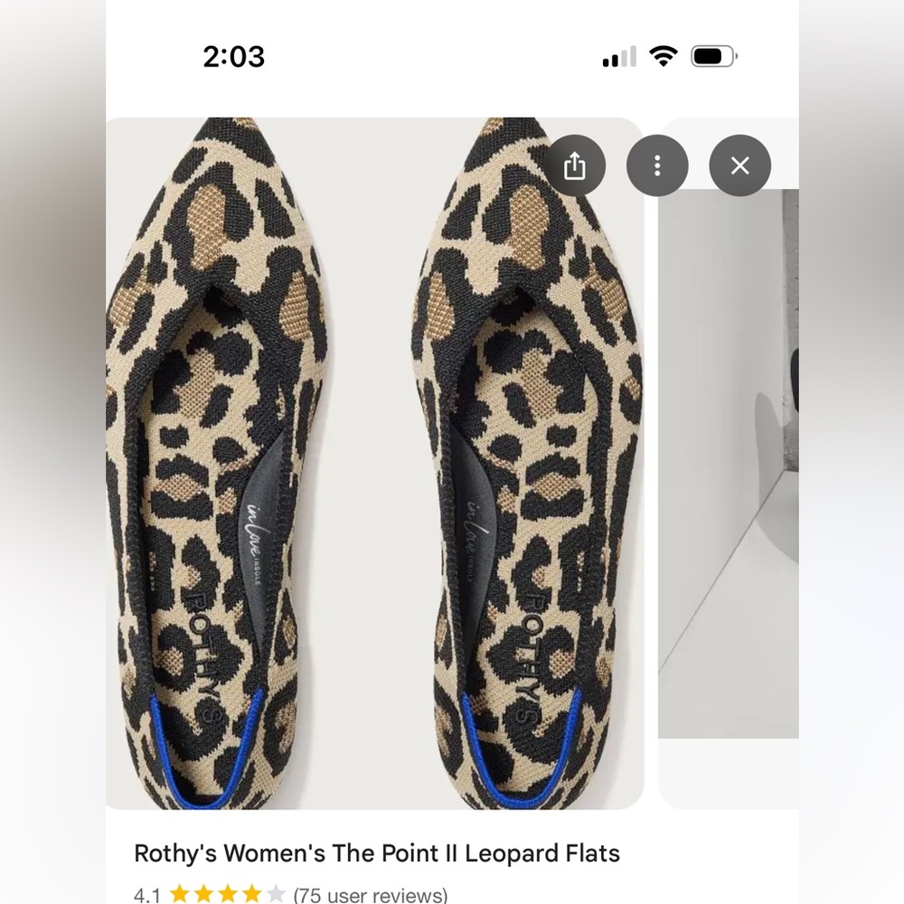 Rothy's Black and Tan Leopard Print Flats